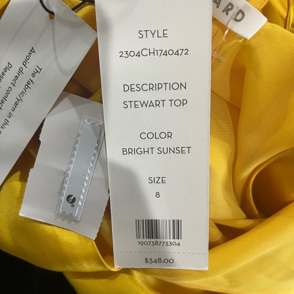 ⭐️ Veronica Beard Stewart Sleeveless Silk Halter top Bright Sunset yellow size 8 - Picture 6 of 7